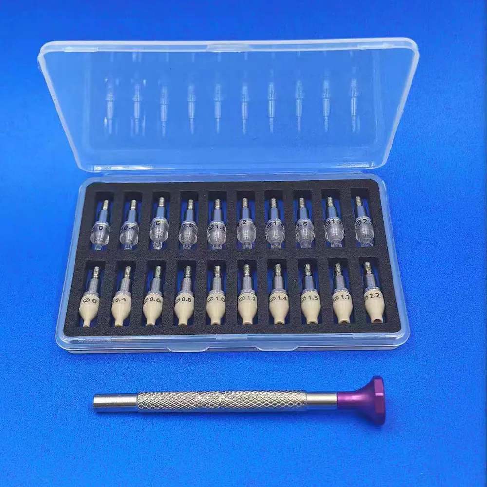 Watch Hand Press Tool Set Metal Handle 20pcs PEEK Acrylic Precision Tips 0 to 2.2mm Watch Repair Tool Watch Hand Press Tool