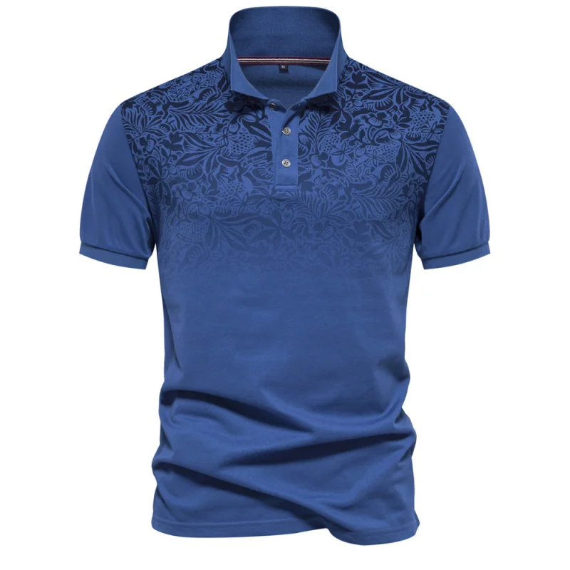 

2025Printed European SizePOLOShirt Business Casual Men's Lapel Gradient Color CottonTT shirt