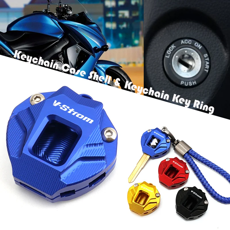 

For Suzuki V-Strom 650 1000 1050 1050XT 800DE Vstrom DL1050 DL 650 800 DE Motorcycle CNC Key Case Shell Cover & Keyring Keychain