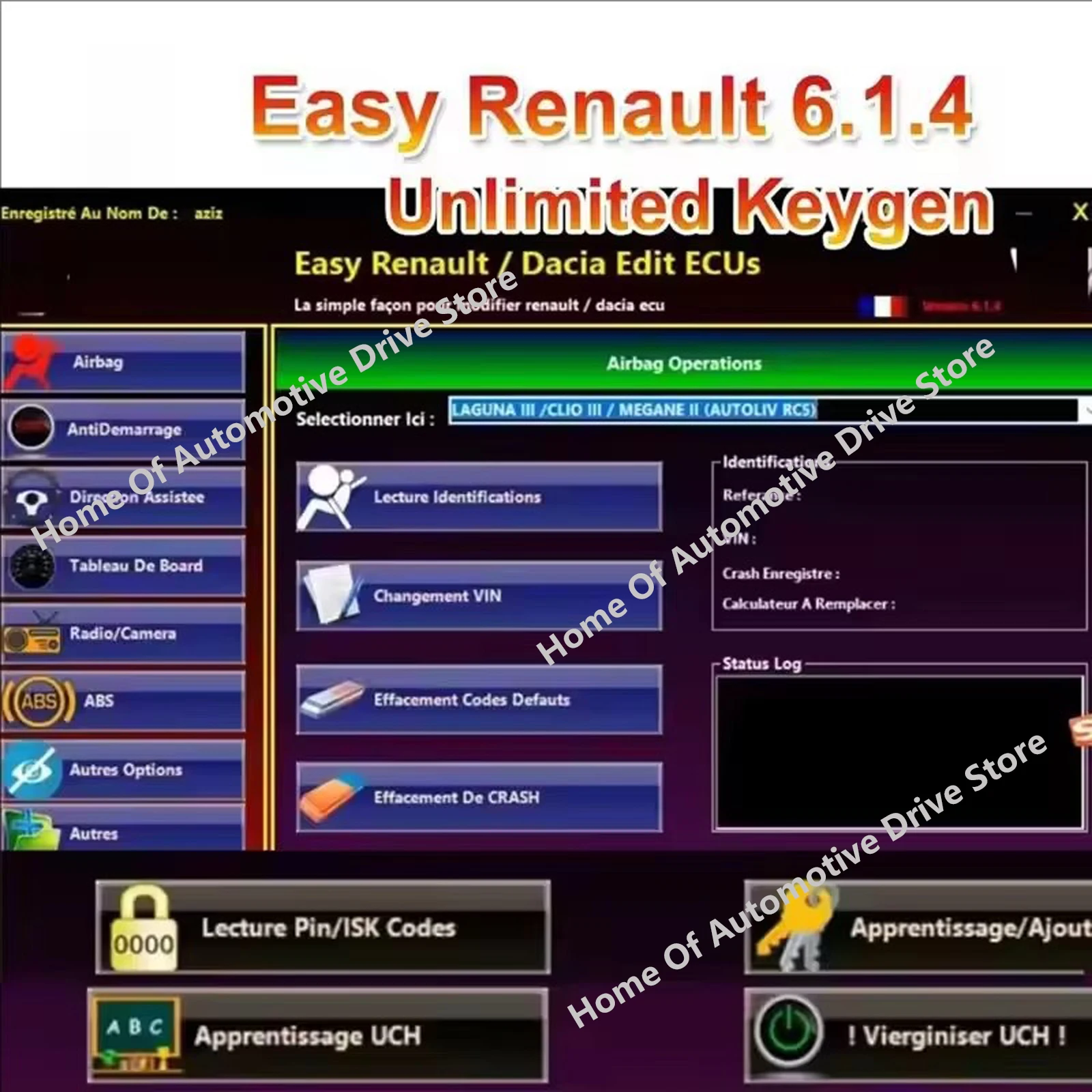 

Easy Renault 6.1.4 Software for Renault ECU Programmer Clear Crash Airbag Card Keys UCH Cleaner Keys WORK with OBDLink Renolink