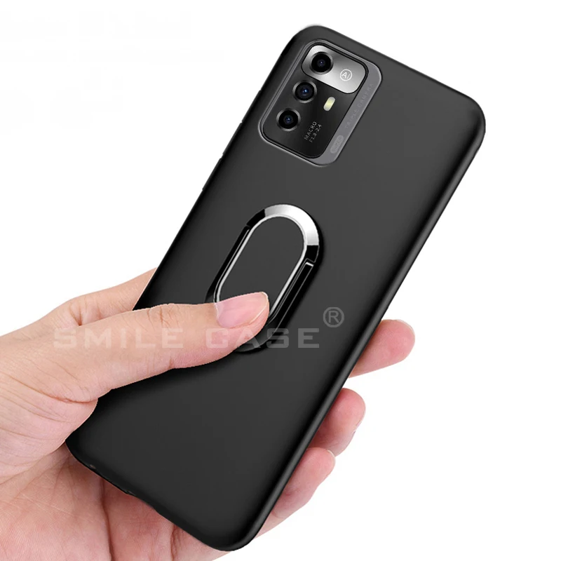 Cover For ZTE Blade A72 (5G) Coque 6.52 Inch Blue Black Classic Finger Ring 360 Degree Rotation Soft Case for ZTE Blade A72 5G