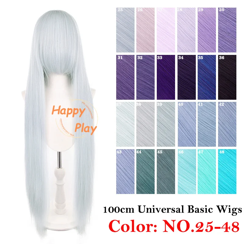 145 Colors 40 Inch 100cm Straight With Bangs Cosplay Synthetic Wig Anime Compatible Universal Multicolored Heat Resistant Hair image 3