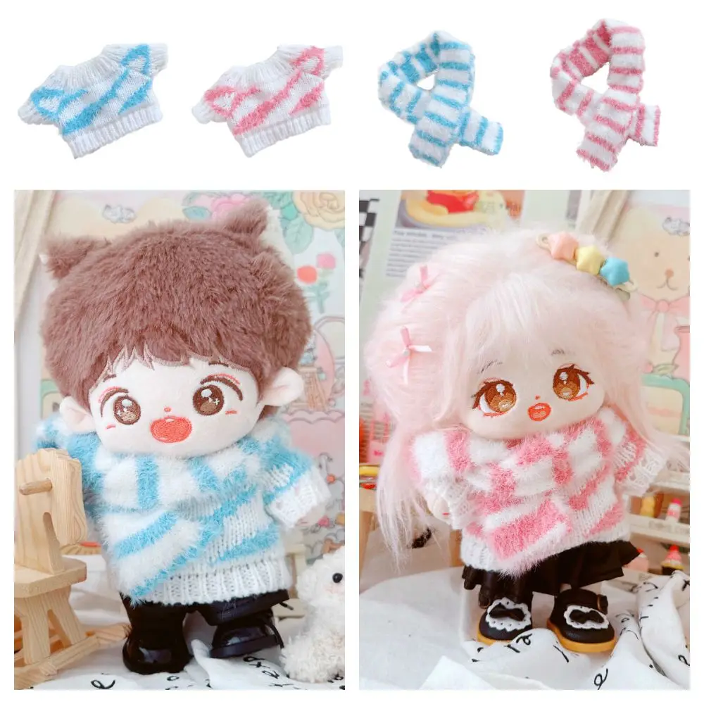 NEW 20cm Doll Clothes Pink Blue Playing House Miniature Sweater Scarf Gift Photo Props Knitting Sweater Cotton Stuffed Dolls