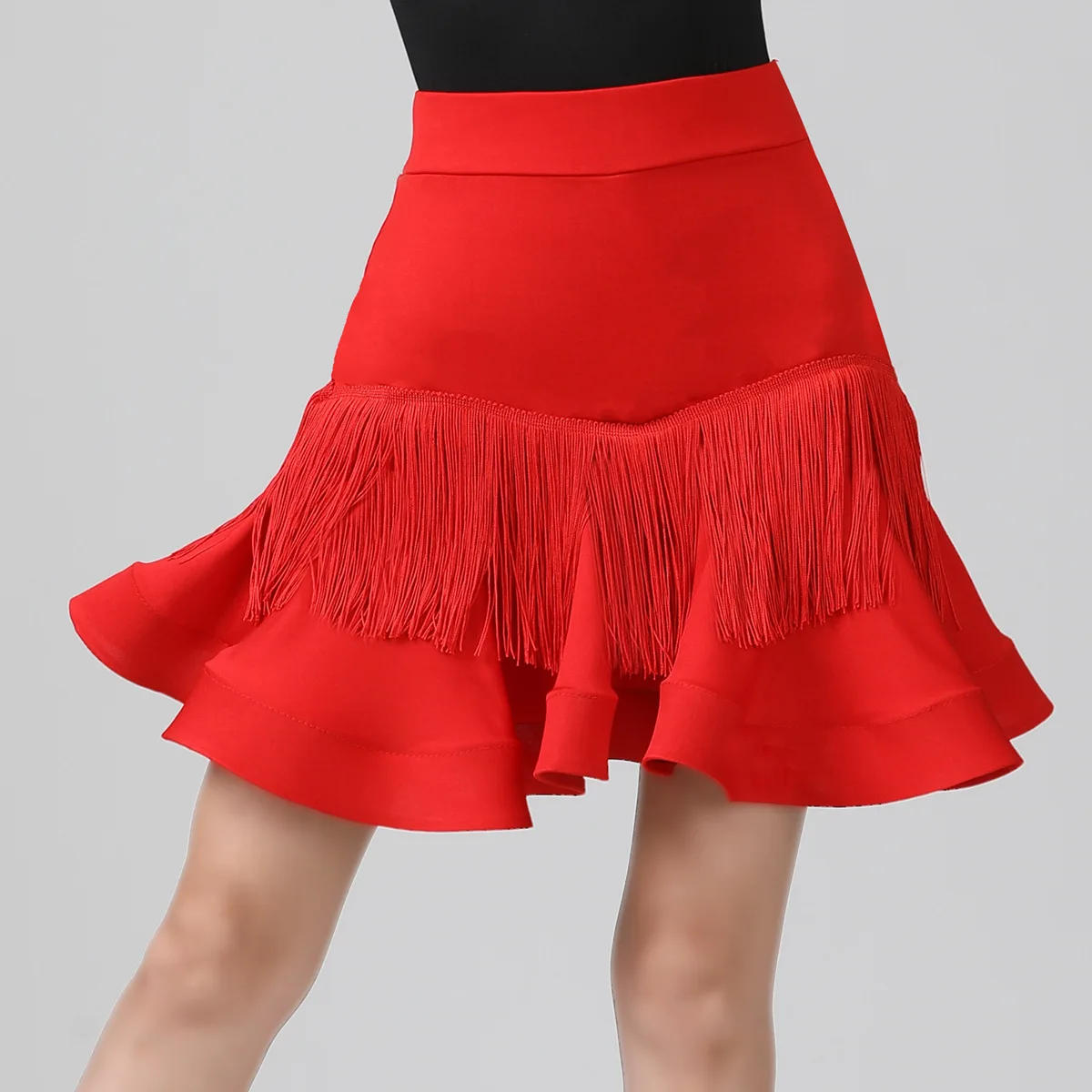 New Woman Latin Dance Skirt Tassel V-shaped Tango Costume Training Dress Performance Wears Sexy Dance Skirt for Women Girl