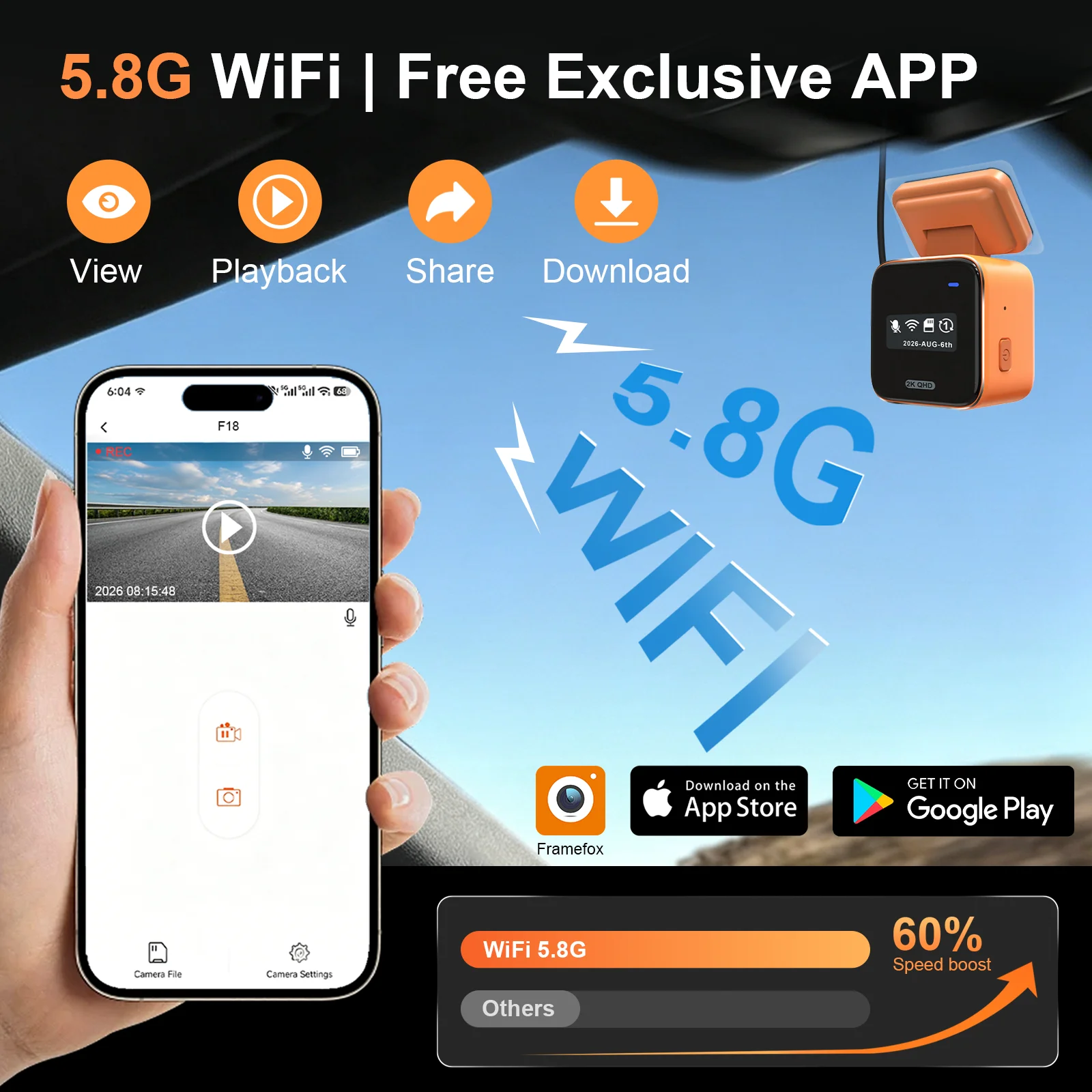 Mini Dashcam 2K WiFi APP Control Car Camera Night Vision 24h Parking Monitor Loop Recording Car DVR Audio Video Recorder