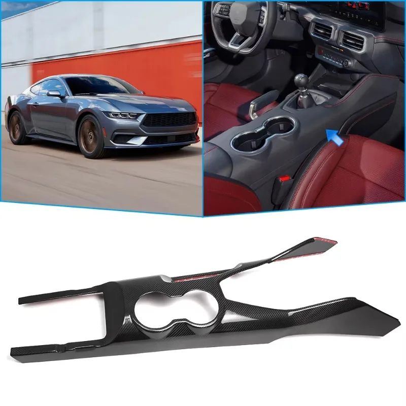 Jogon for Mustang S650 GT Dark Horse V8 EcoBoost 2024 Car Center Console Panel Gear Shifter Frame Cover Real Carbon Fiber