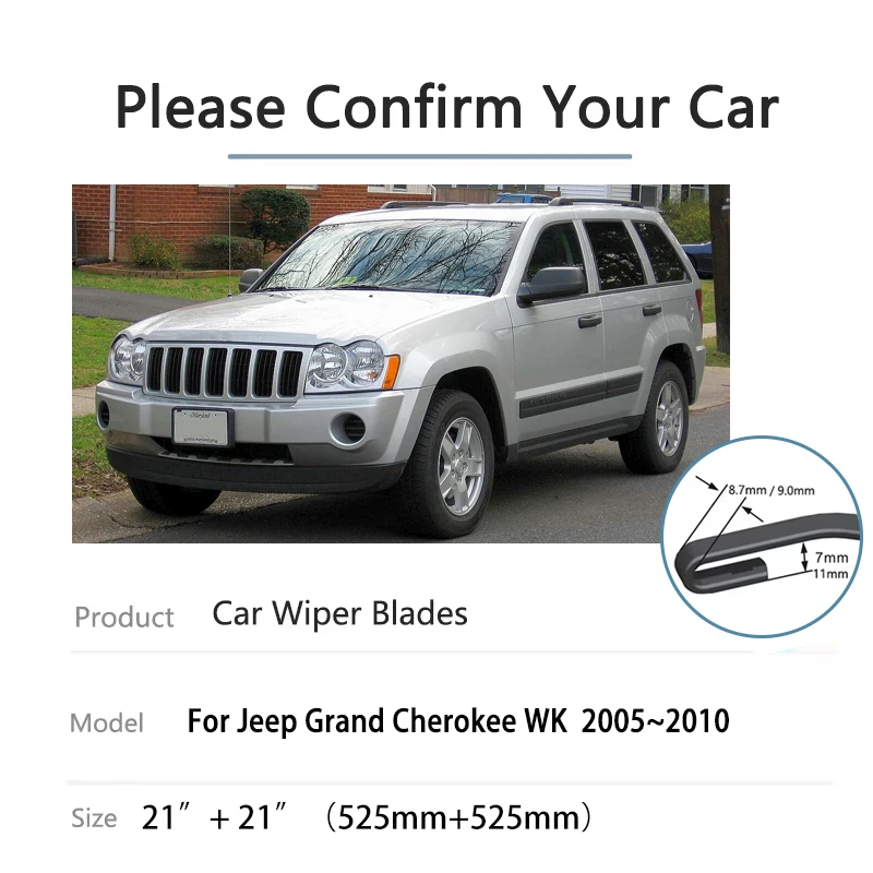 

For Jeep Grand Cherokee WK Accessorie 2007 2005~2010 Car Windshield Windscreen Wiper Blade Cleaning Replacement Auto Rain Brushe