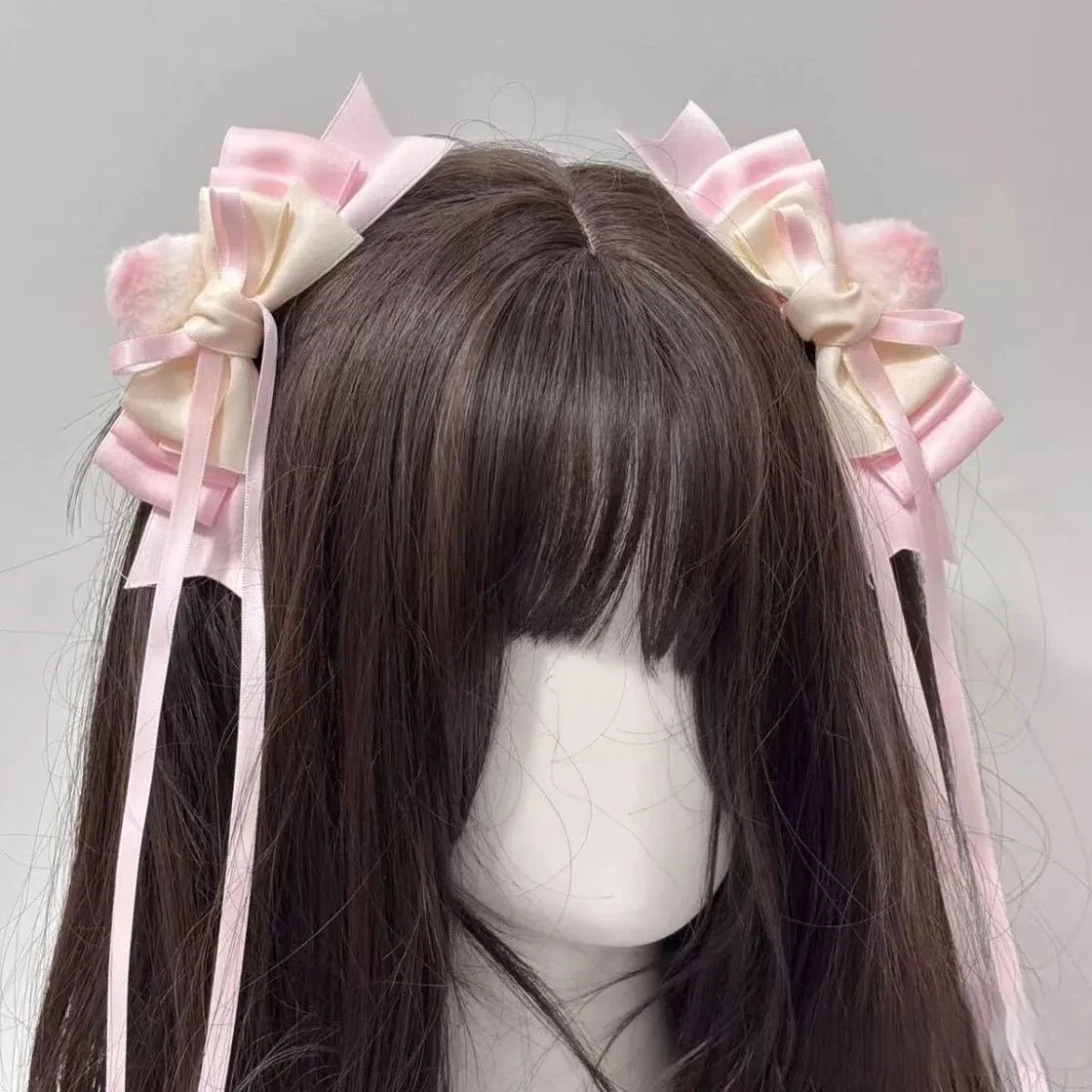 

2 шт. розовый кавайный бант ручной работы заколка для волос аниме Лолита шпилька косплей головной убор JK униформа аксессуар для волос рождественские подарки