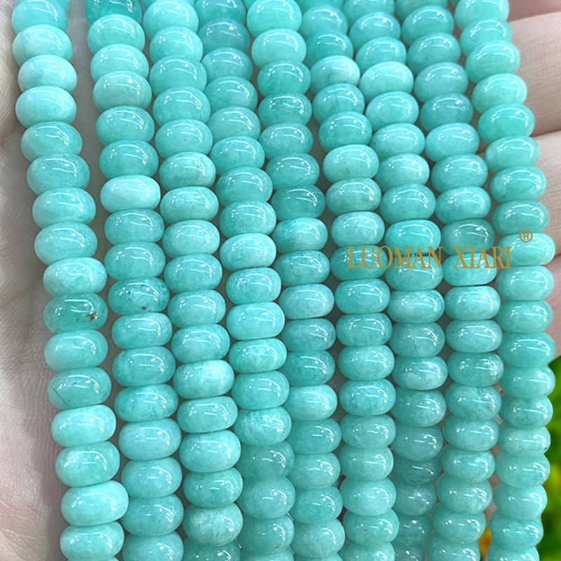 5x8MM Abacus Natural Stone Green Angelite Loose Wheels Spacer Beads for Jewelry Make Diy Bracelet Earrings Charms Accessories