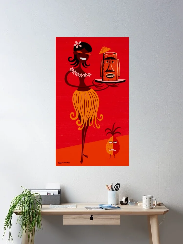 Josh Shag Red Wahine Canvas POSTER ,Home Decor Wall art painting