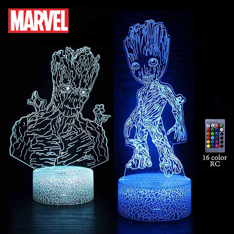 

Marvel Groot Led Table Lamps Guardians of The Galaxy Cartoon Movie Figures Night Lights Decor Model Toys Children Birthday Gifts