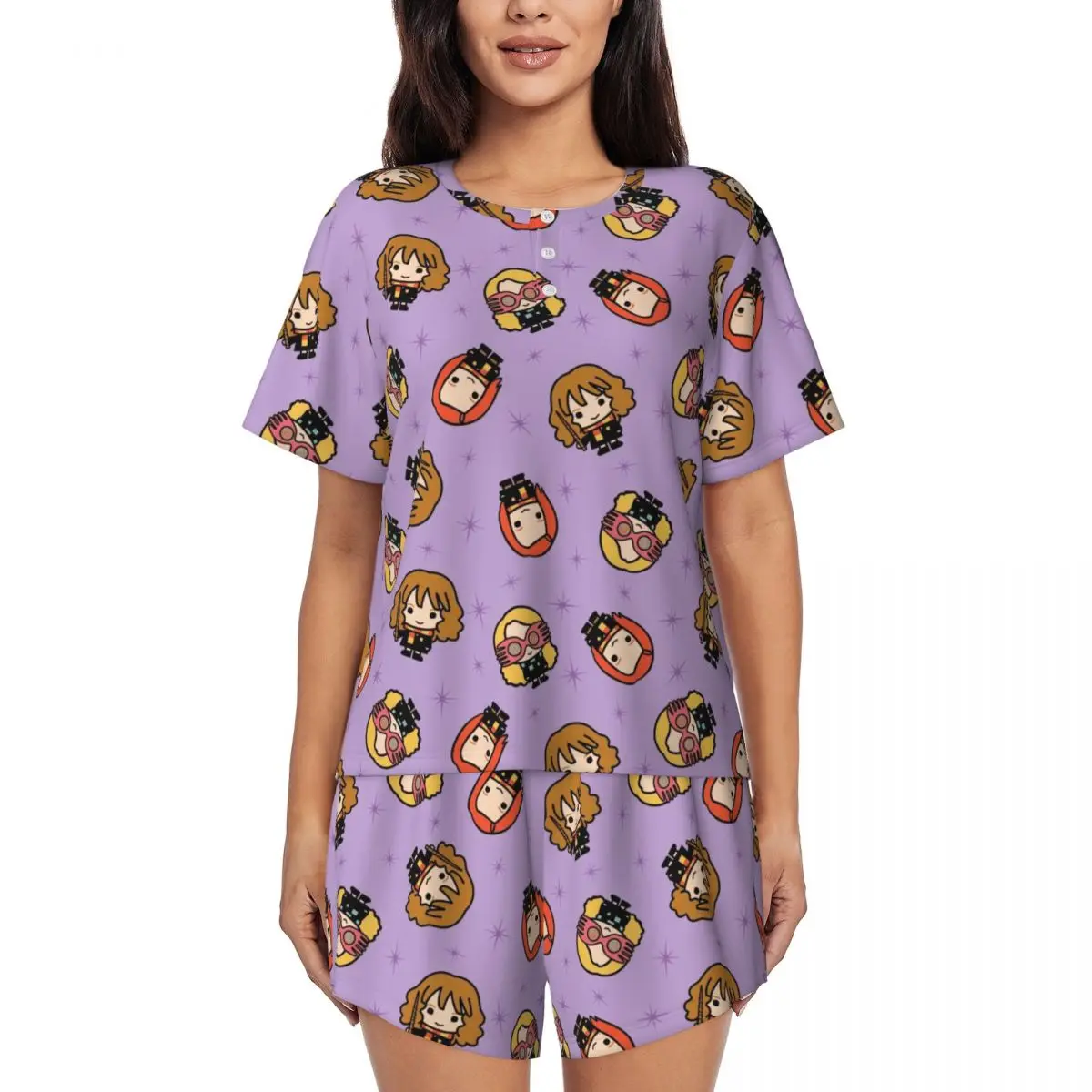 

Custom Harrys Magic Adventure Movies Potters Pajamas Set Women 2 Piece Short Sleeve Sleepwear Loungewear PJ Shorts Sets