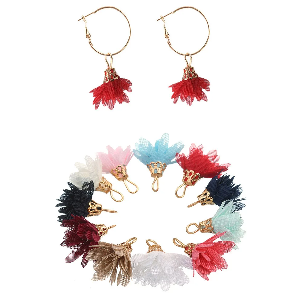 

20 Pcs Necklace Flower Earrings Pendant Fabric Petal Design Jewelry Accessories