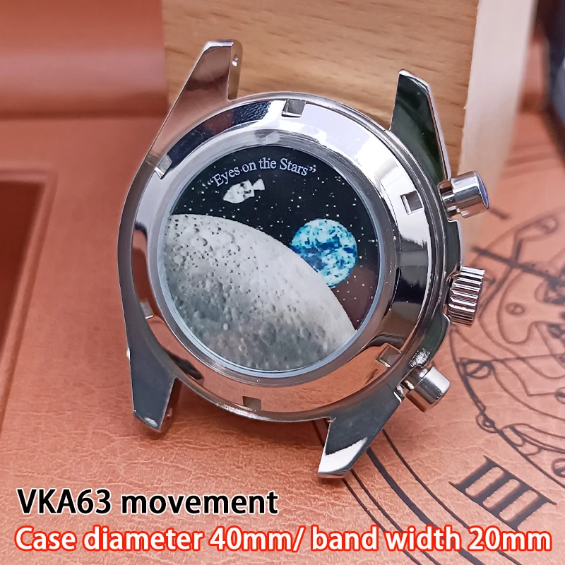 حافظة من الفولاذ المقاوم للصدأ للساعة مقاس 40 مم لحركة VK63 قطع غيار الساعة بعرض 20 مم