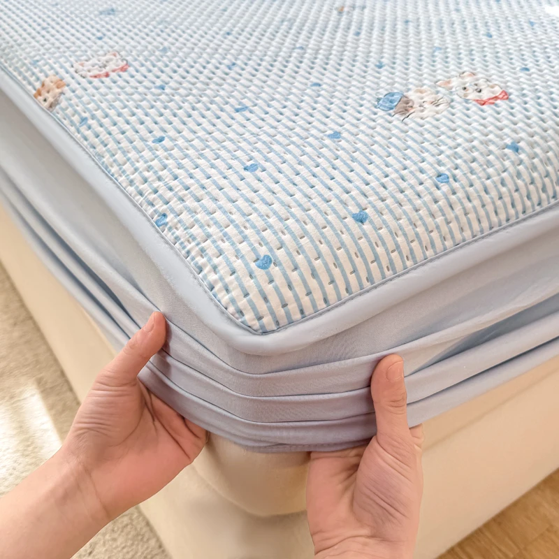 Quilted Mattress Cover Cartoon Printed Bed Cover Twin/Queen/King Size cubre colchon Soft Thicken Mattress Protector 침대커버