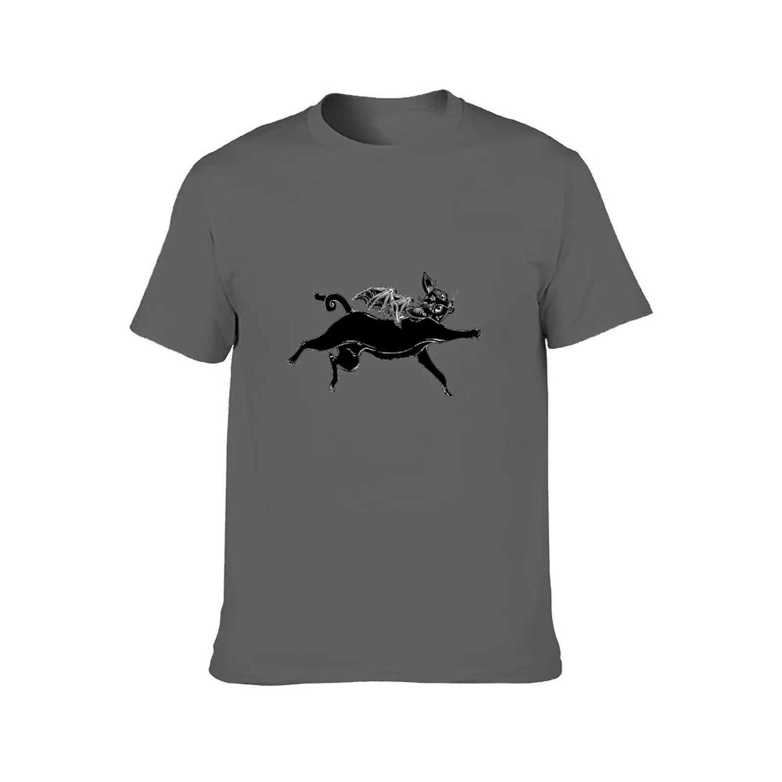 Black cat as cute imp with monster bat wings T-Shirt man t shirt Luxury man mens big and tall t shirts