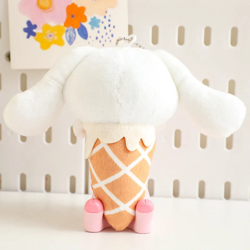 LLavero de muñeco de peluche Kawaii Sanrio Cinnamoroll, muñeco de peluche de Anime de dibujos animados, colgante de cono dulce, mochila de juguete de peluche, regalo de decoración con cremallera