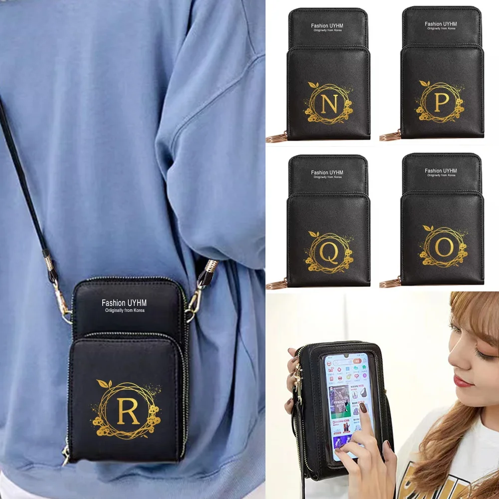 Mobile Phone Bag For Samsung/iPhone/Xiaomi Cell Case Wallet Women Shoulder Bags Wreath Letters Series PU Leather Luxury Handbag