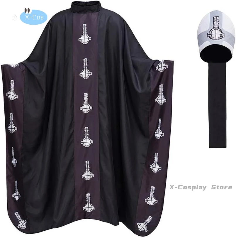 Medieval Papa Emeritus Cape Cosplay Costume Middle Ages Black Cloak With Hat Full Set For Adult Halloween Party Suit