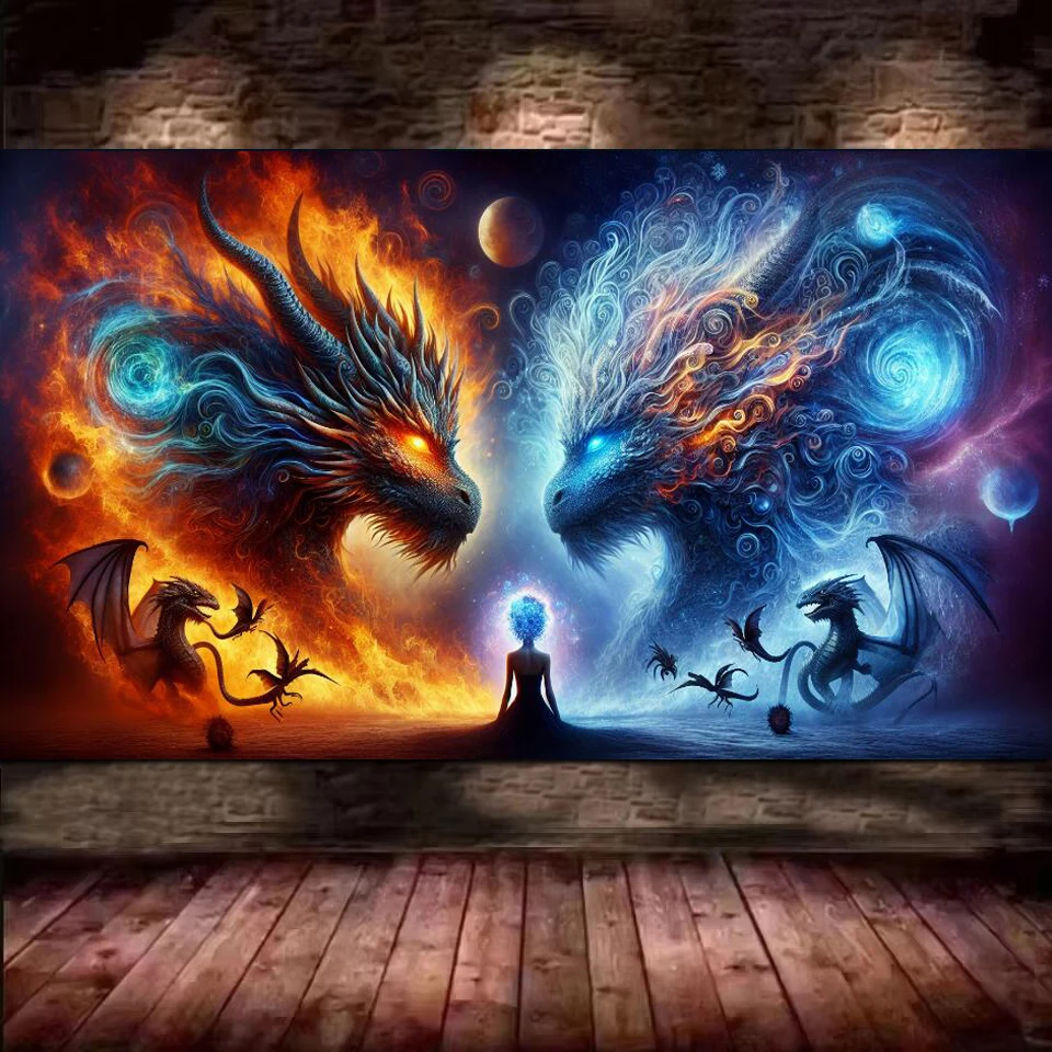 

Confrontation Between Two Colossal Dragons, New 2026 Large Size Full Diamond Painting Diy Diamond Art Mosaic For Home Decor