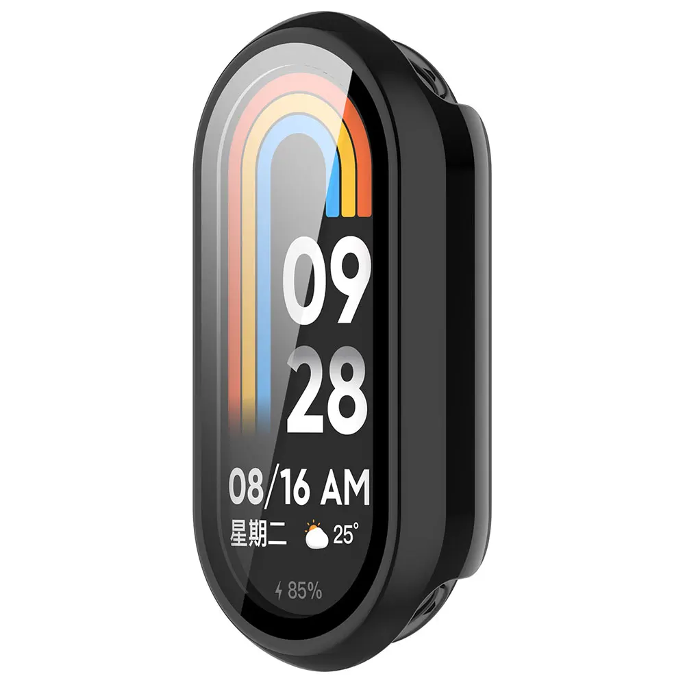PC Watch Protective Case Cover For Xiaomi Band 8 / Band8 NFC SmartWatch Shockproof Full Screen Protector Shell /W Tempered Film
