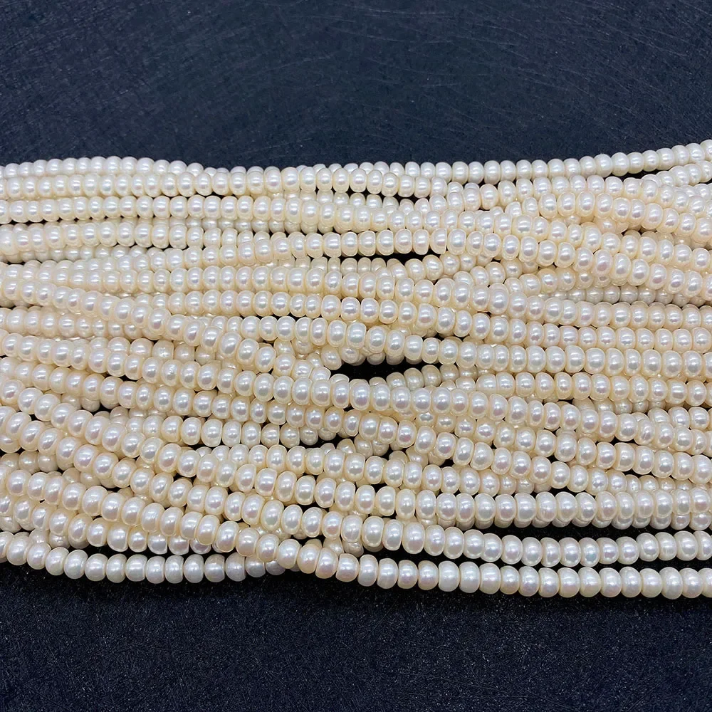 

A Grade Natural Freshwater Pearl Beads 3mm Flat Round Beaded Jewelry DIY Making Bracelet Necklace Earring 4mm Pearl Beads