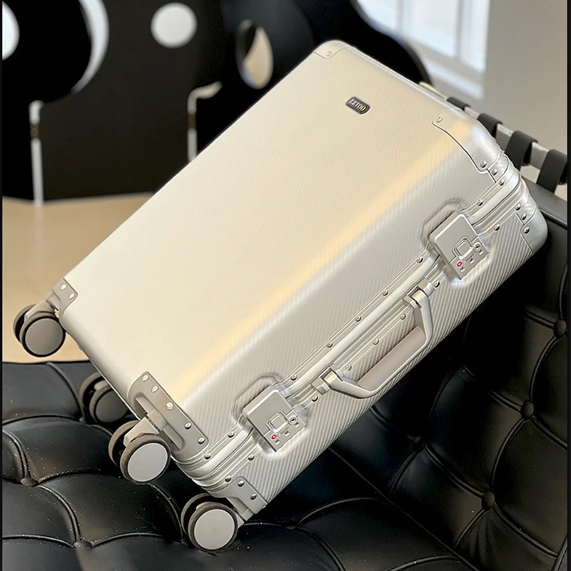 

All Aluminum Magnesium Alloy Suitcase Trolley Case TSA Customs Lock Male Luggage Female Boarding Box Password Travel Suitcase