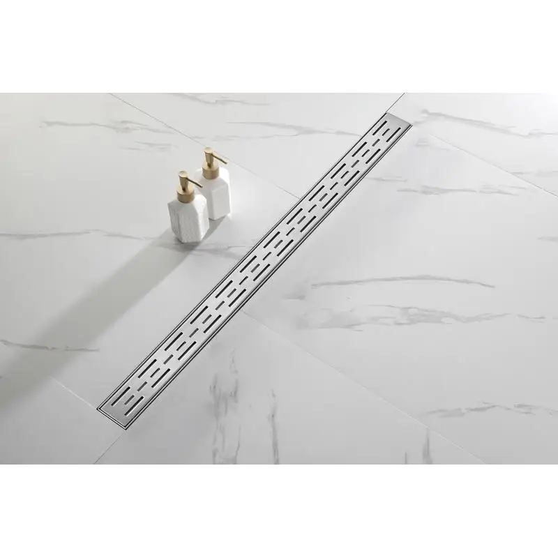 

36 Inch Linear Shower Drain with Removable Grate Cover, 304 Stainless Steel Floor Drain with Hair Strainer and Adjustable Feet