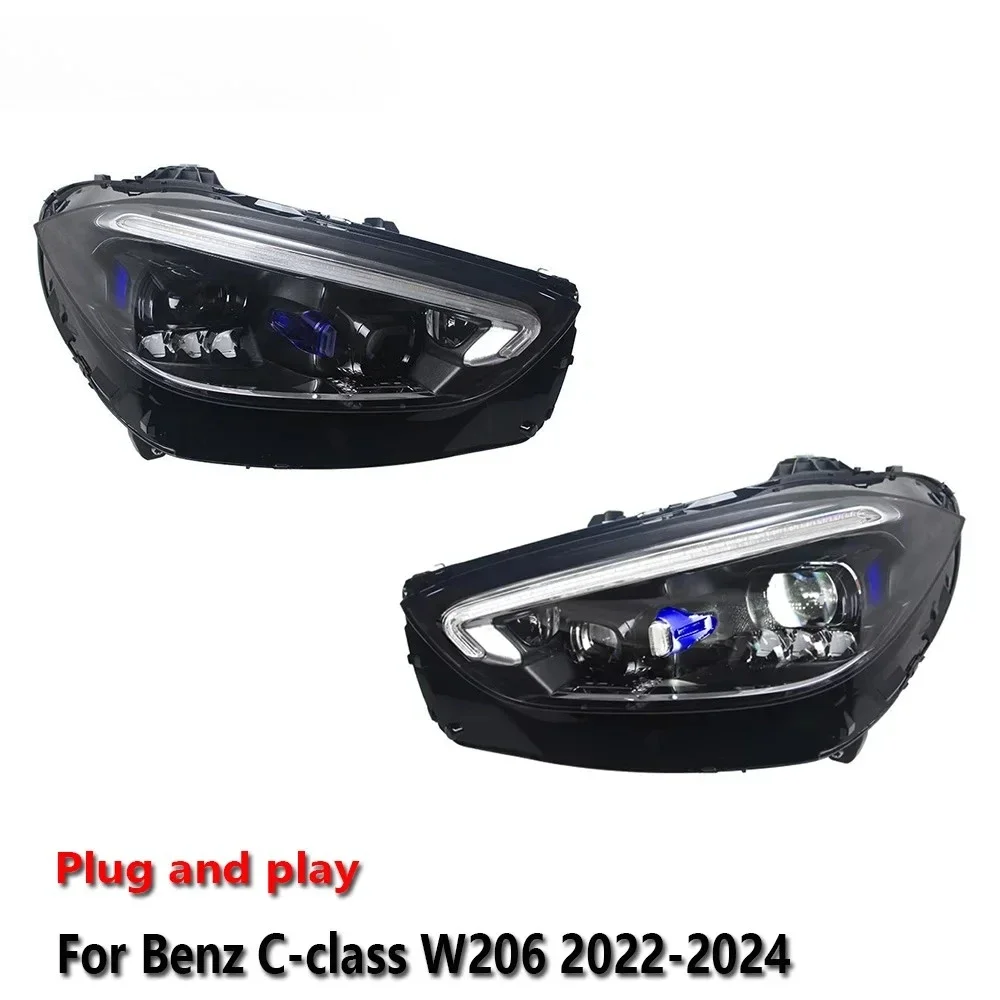

Car LED Headlight Light Assemblies Lamps For Benz C-Class W206 2022-2024 Auto Fog DRL Brake Turn Signal Lamp Plug and Play