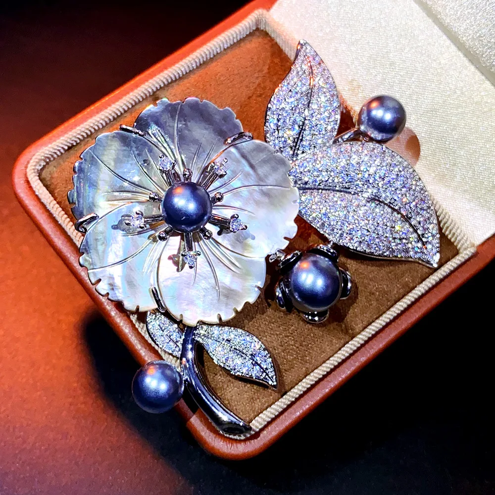 الراقية مطعمة حبة الفاوانيا زهر البرقوق بروش ضوء الأزياء الفاخرة تنوعا معطف ثوب مسائي اكسسوارات الديكور #2