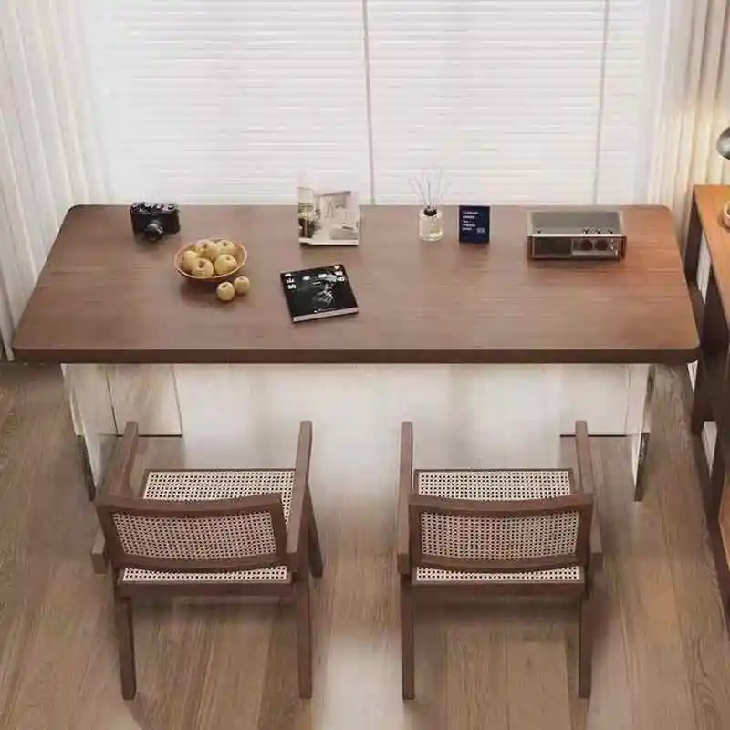 

Акриловый подвесной двойной стол из цельного дерева, студенческий у настенной полосы, кабинет, узкая спальня, домашний компьютерный стол и стулья