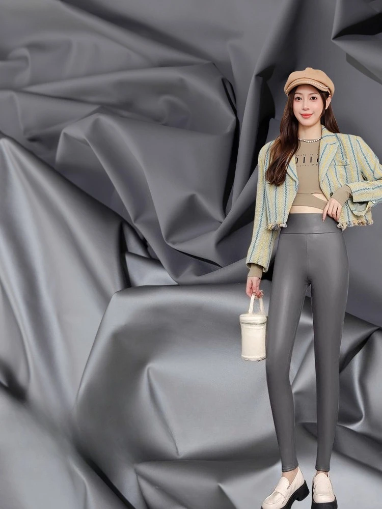 

Matte Four Sided Elastic Imitation Leather Fabric for Tight Fitting Clothing Pants Design Fabrics By Meter PU Material Cloth Diy