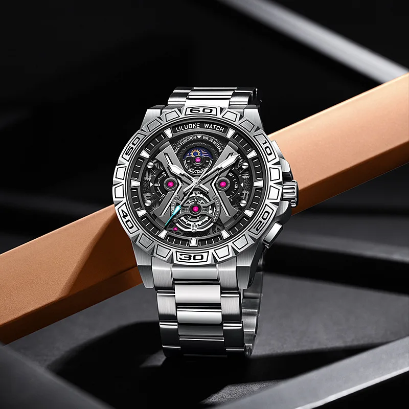 Chumoon-Relógio mecânico automático impermeável masculino, relógio luminoso, prenda de luxo, lazer, 30 m, 51mm