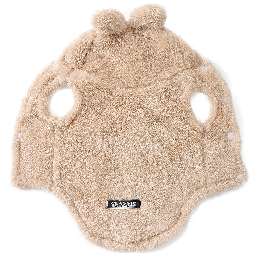 Weicher Fleece-Mantel für kleine und mittelgroße Hunde und Katzen, Winter, warm, Welpen-Kapuzenpullover, Jacke mit französischer Bulldogge, Chihuahua-Kleidung – Detail 5