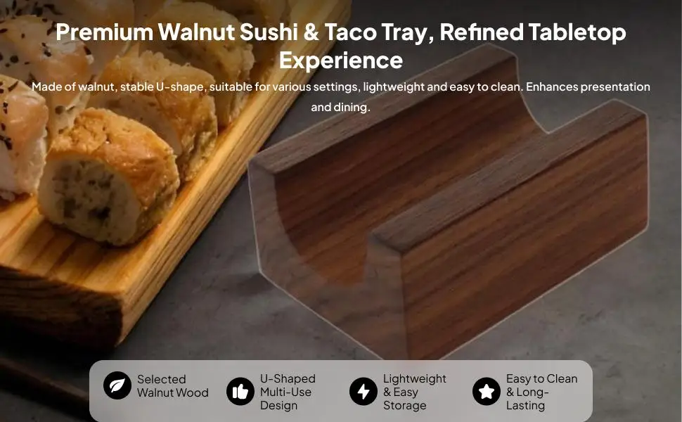 Wooden Sushi Tray Taco Plate Sturdy Ornamental Tableware Sushi Display Holder