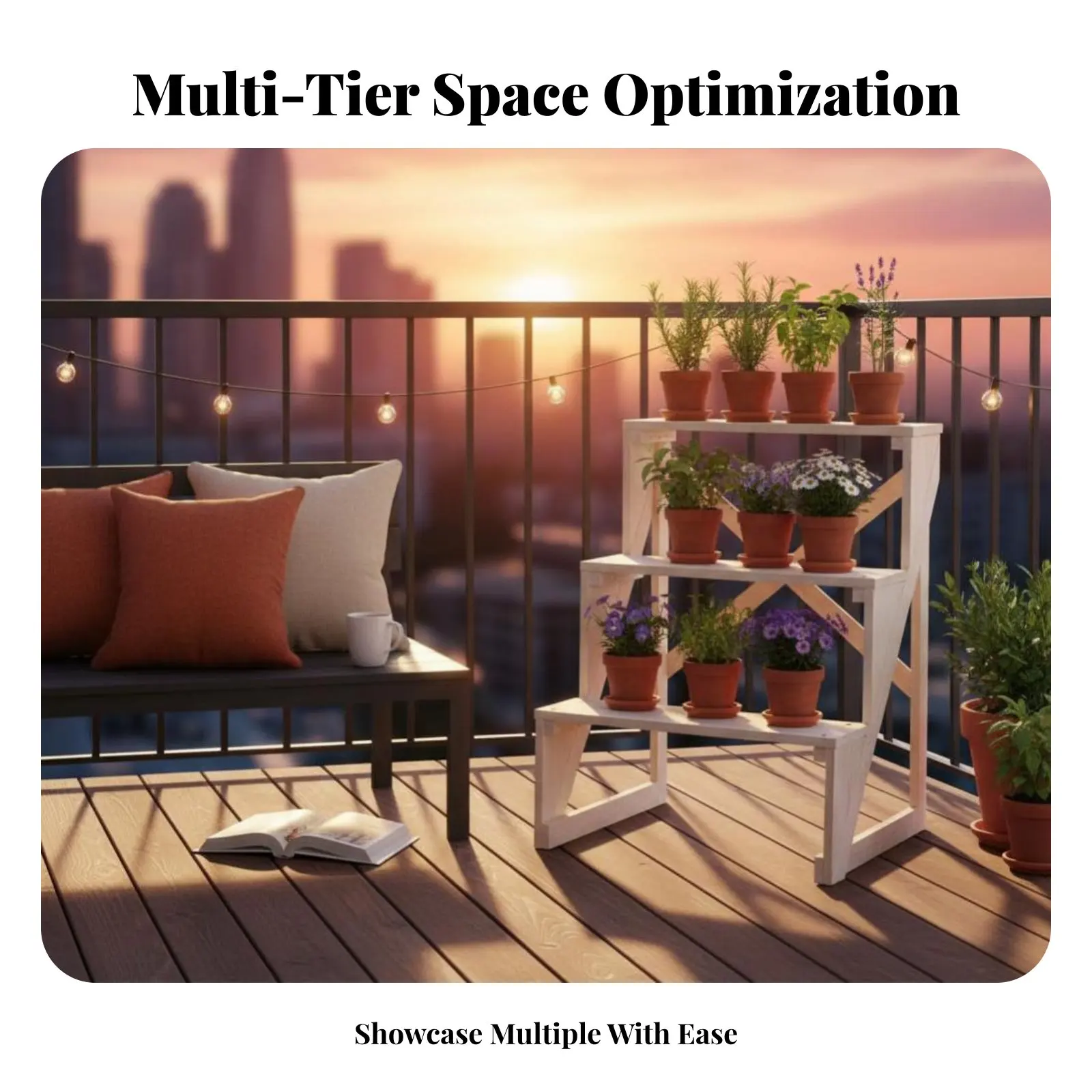 

Многоуровневая подставка-лестница для растений, 3-ярусная, многофункциональная, прочная и долговечная, для патио, гостиной