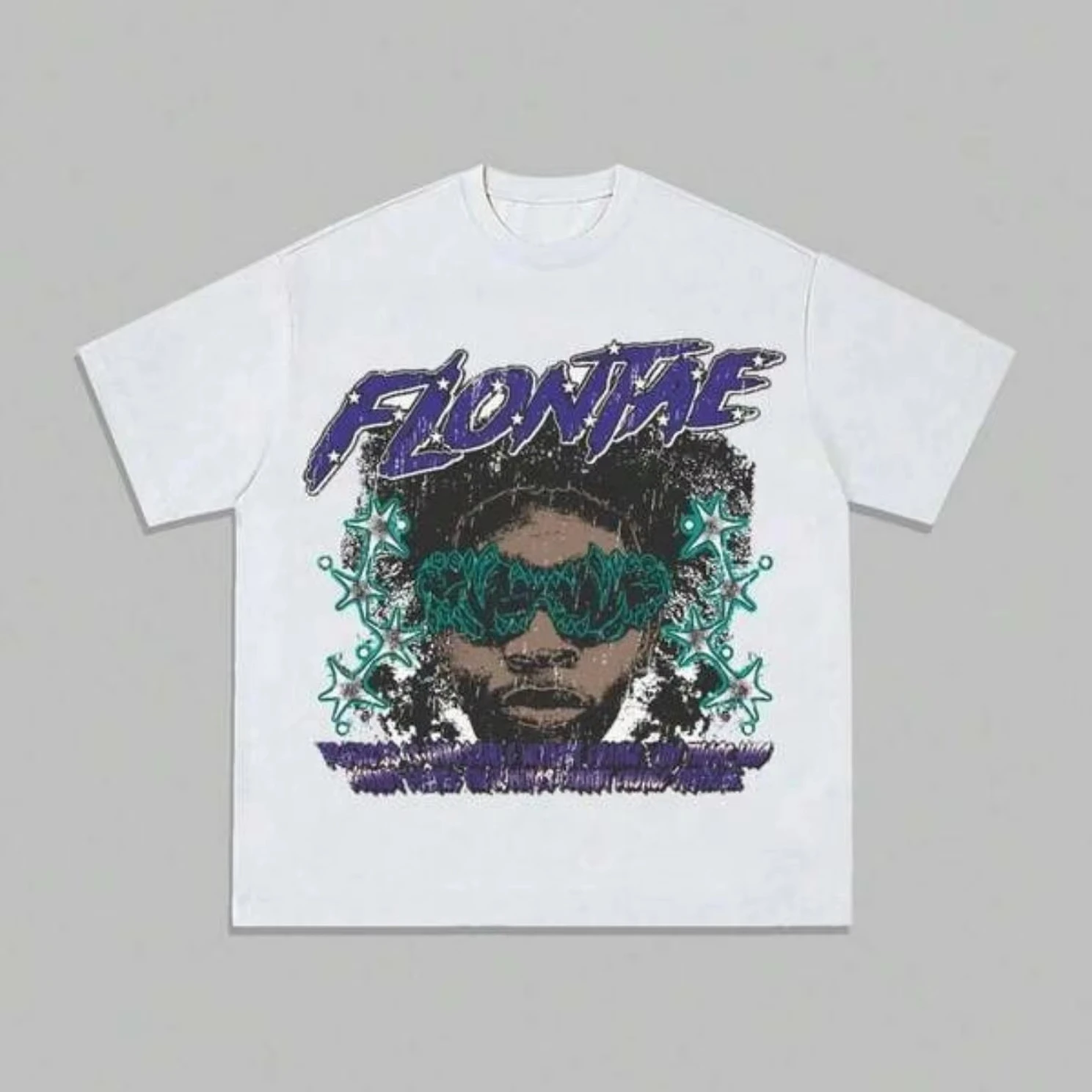 Men's Short Sleeve T-Shirt Graphic Printed with FLONTAE Typography with Star Accents Pure Cotton SS26