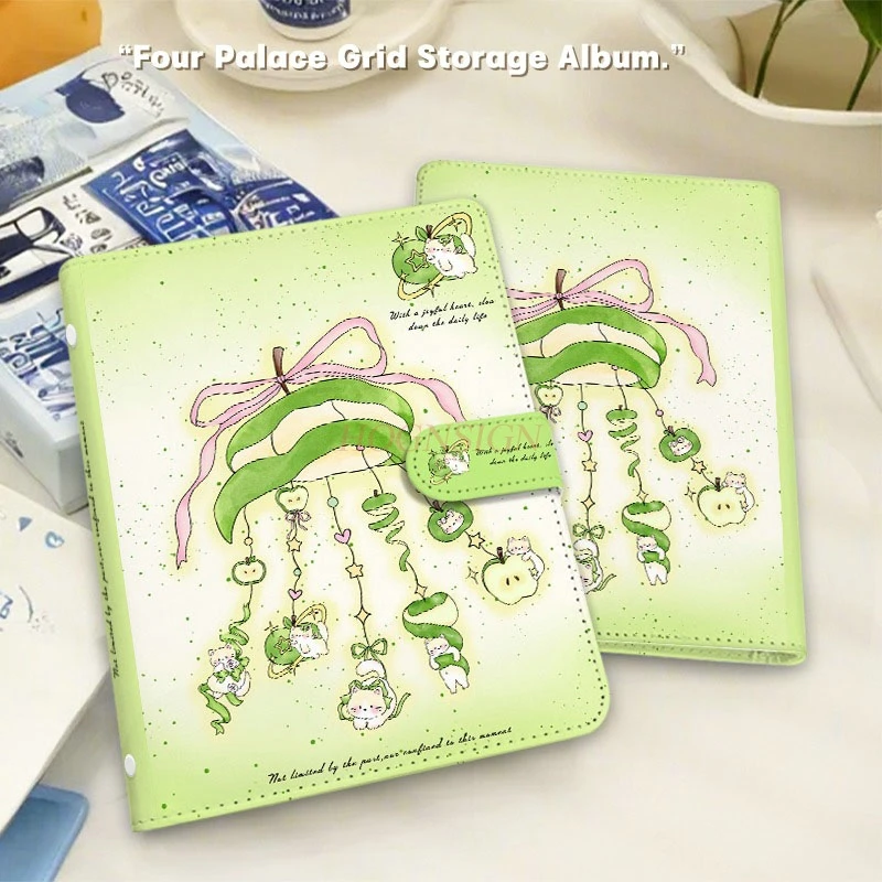 1book Essential photo album for fans PU leather detachable insert A5 card book 5-inch two grid wind chime kitten