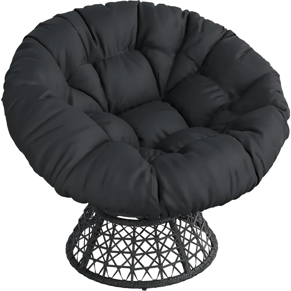 

Эргономичное вращающееся плетеное кресло Papasan 40 дюймов с толстыми тафтинговыми подушками, каркасом большой емкости, вращающимися на 360 градусов стульями для Livi