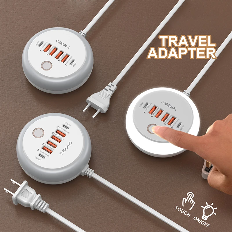 50W USB Charger Multi Ports Power Strip Socket Fast Charging Travel Charger EU/US/UK Plug For Phone Quick Charge Phone Adapter