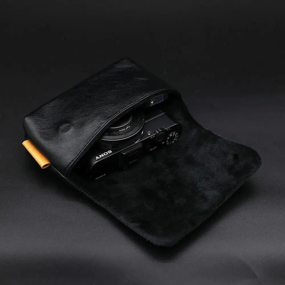 PU Leather Camera Soft Case Lightweight Compact Camera Cover Bag Shockproof Fleecing Camera Storage Bag Photography Equipment