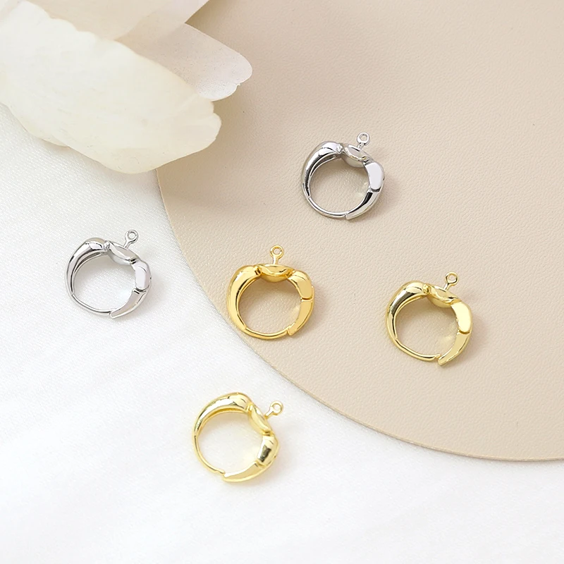 4 Pieces 14*17mm  Copper Clad Gold Insert Pearl Ear Clip  DIY Fashion Jewelry Earrings Semi-finished Accessories Materials