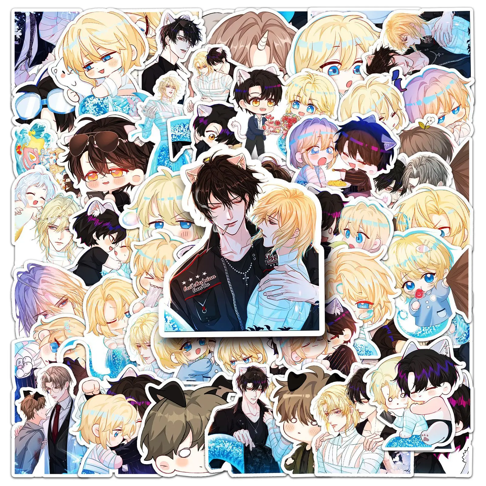 

10/30/50Pcs The Falling Merman Stickers Comic Peripherals Bai Chunian Lan Bo Cartoon Cartoon Decorative Waterproof Stickers