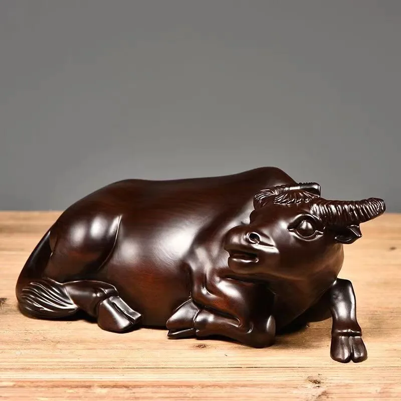 Chinese Black Sandalwood Wood Carving buffalo