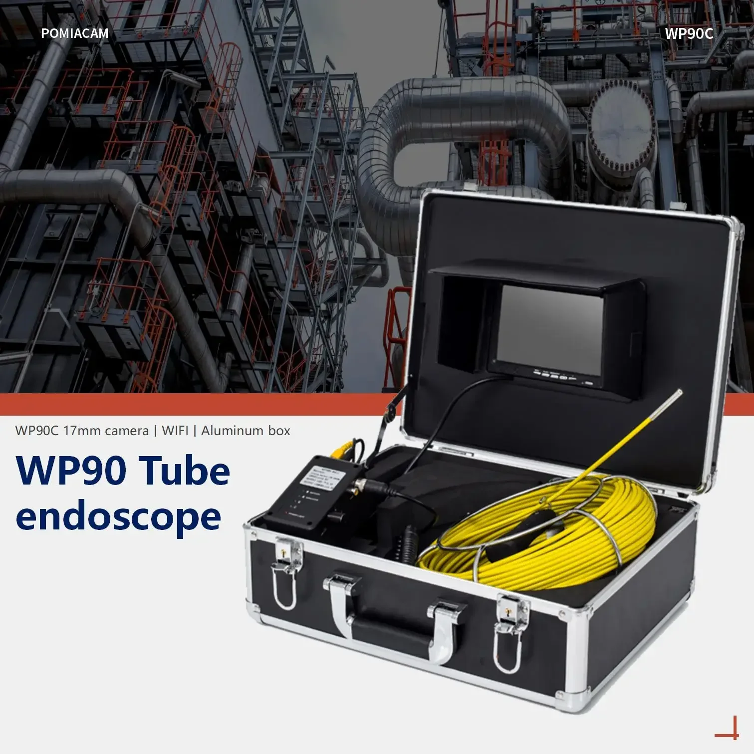 9inch WIFI Pipe Pipeline Inspection Drain Sewer Industrial Endoscope Snake Video System 9inch with yellow 20M Fiberglass cable