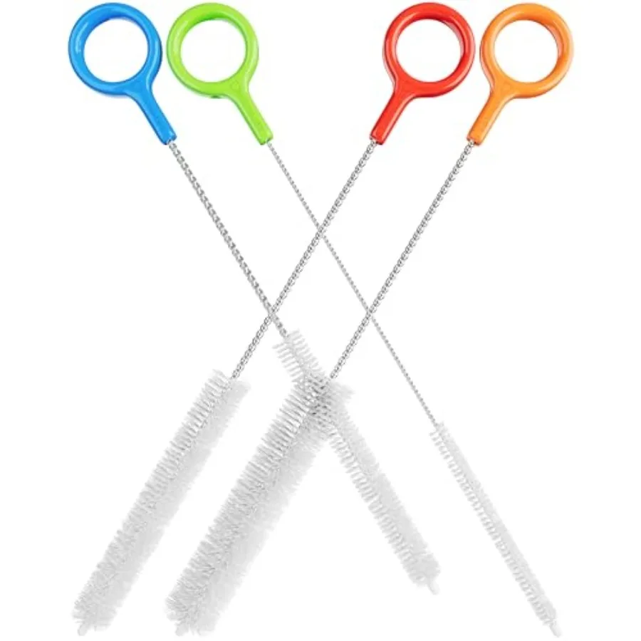 

Heavy Duty Cleaning Brushes Set of 4 - Extra Long Straw Cleaners for Metal and Plastic Reusable Drinking Straws to Clean Small