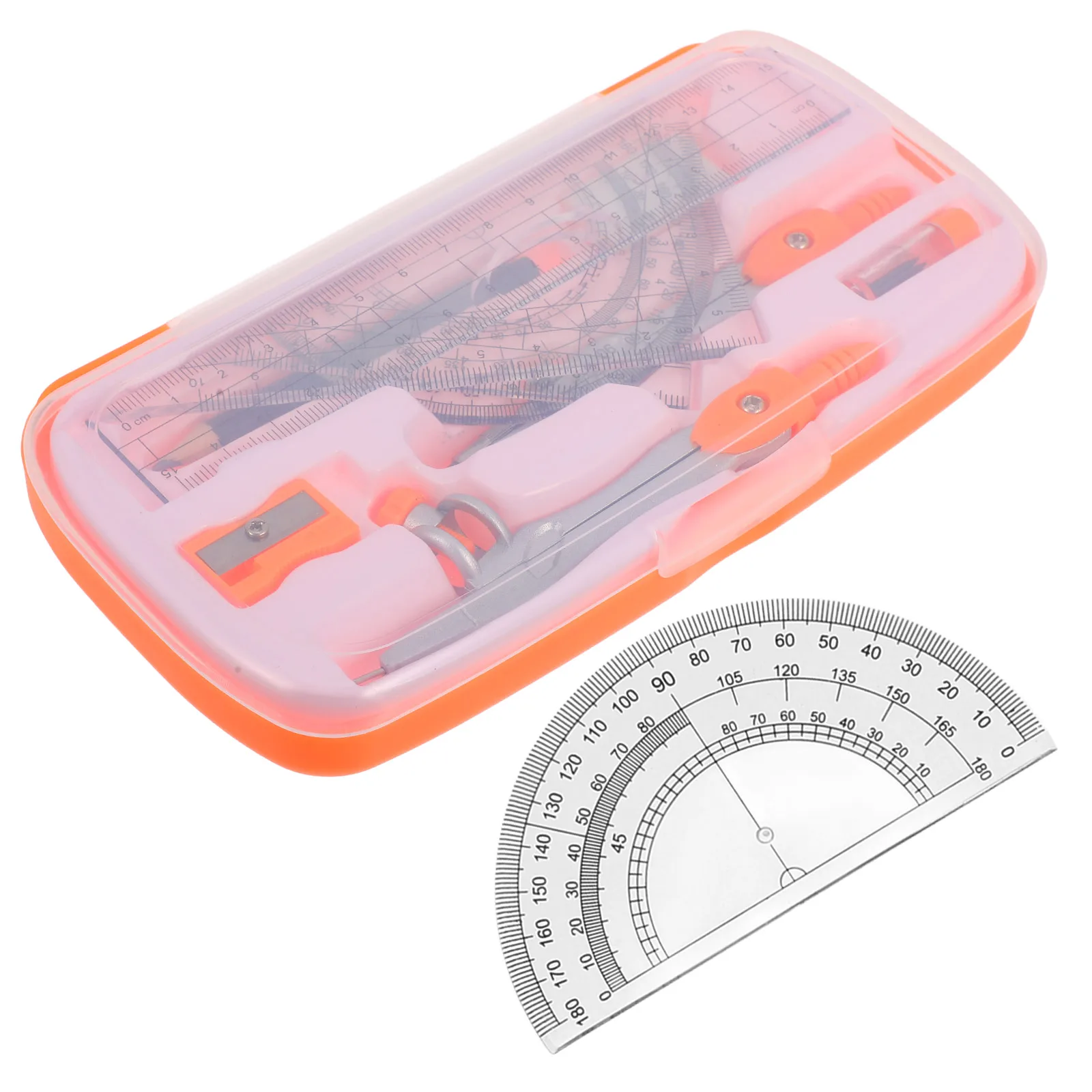 

1 set Compass Set Protractors Geometry Kits Math Tools Drawing Instruments Ruler Stationery Student Supplies Plastic Precision