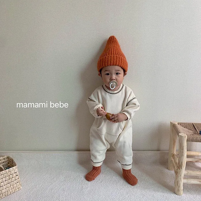 2026 Spring New Baby Long Sleeve Pocket Romper Solid Infant Boy Girl Cotton Casual Jumpsuit Loose Newborn Toddler Clothes 0-24M