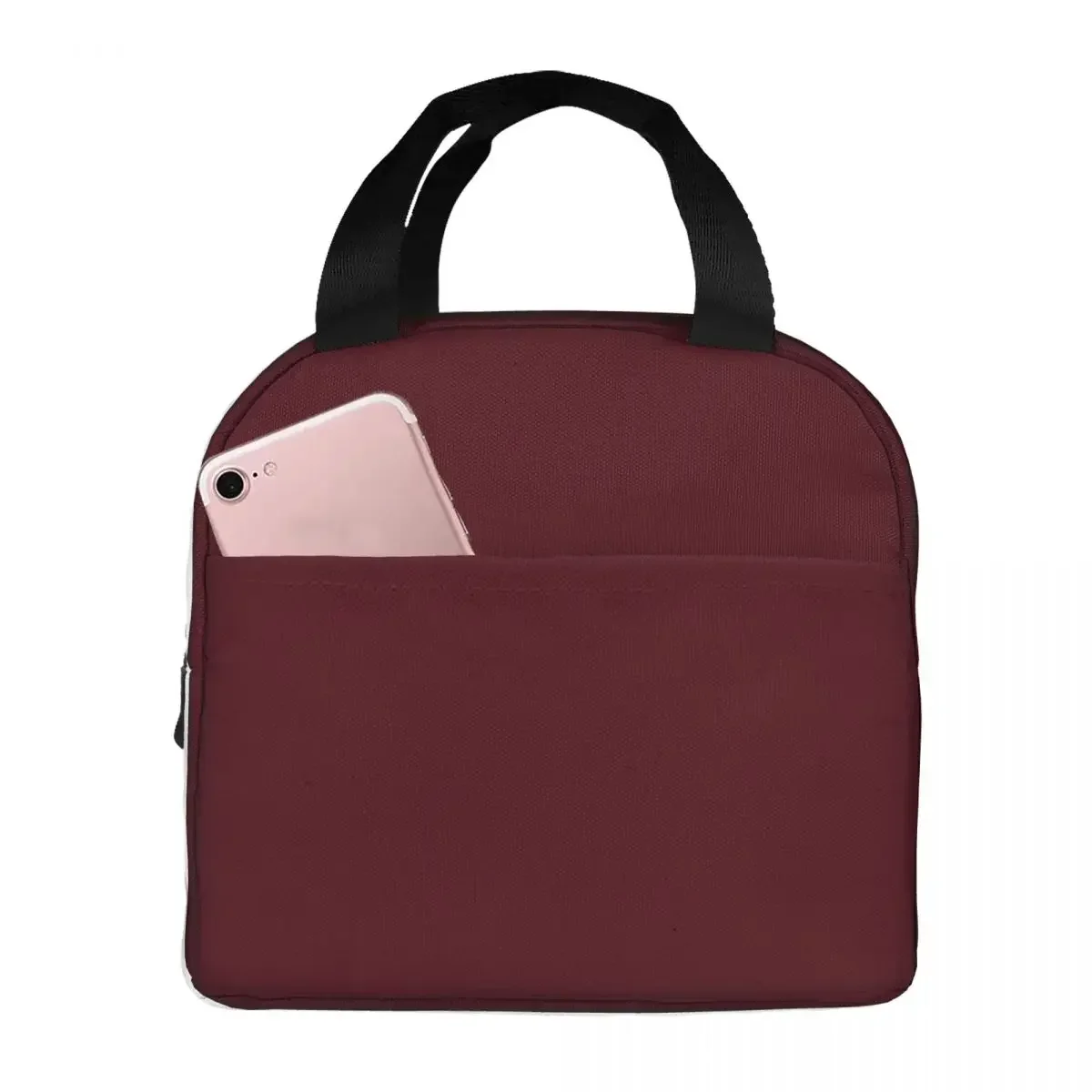 Dark Burgundy Solid Color Lunch Bags Waterproof Insulated Canvas Cooler Thermal Cold Food Picnic Work Lunch Box for Women Girl