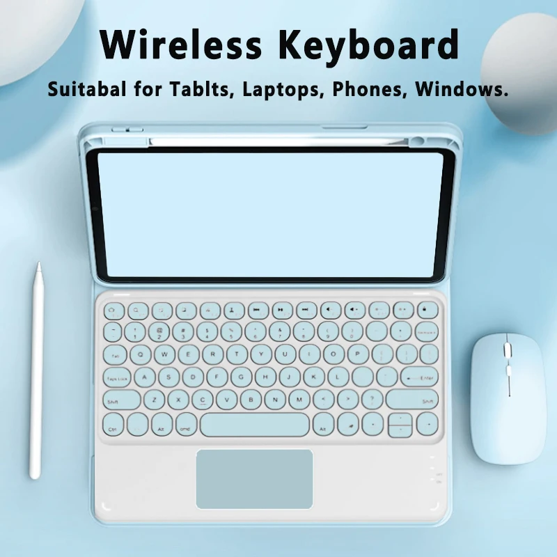 Wireless Bluetooth Keyboard with Touch Touchpad, Ultra-Slim Portable Rechargeable Keyboard for iPad, iPhone, iOS Android Windows